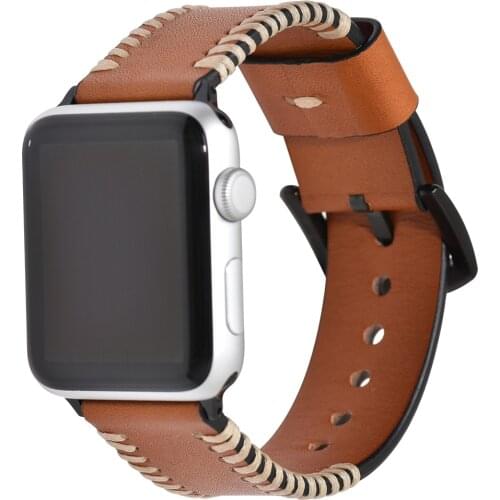 BEAFIRY For Apple Watch Bands Series 1/2/3 38mm 42mm watchbands handmade stitching Genuine Leather strap for iwatch 4 40mm 44mm