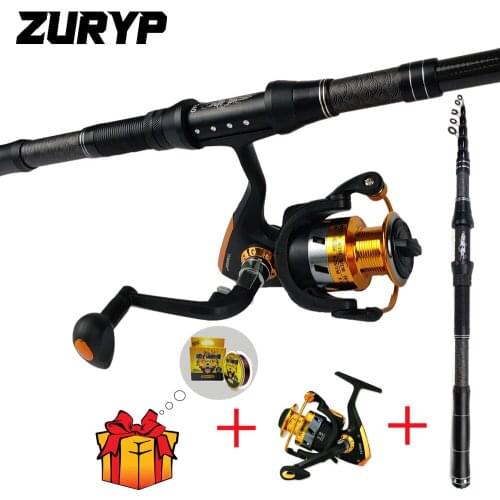 ZURYP 1.8m-3.0m Fishing rod and reel combination Telescopic Spinning rod set Fishing Reel for Freshwater or Saltwater Fishing