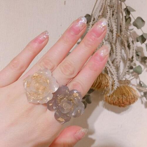 Big Flower Rings Stud Earrings For Women Girl Fashion 5 Colors Rose Charms Gold Foil Process Jewelry Set Party Valentine Gifts