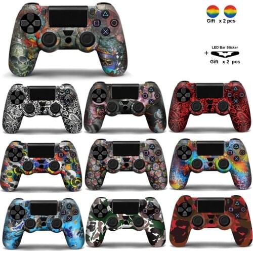 Silicone Case Cover For Sony PS4 Controller For PS4 Gamepads joystick with 2 thumbsticks Grips Cap