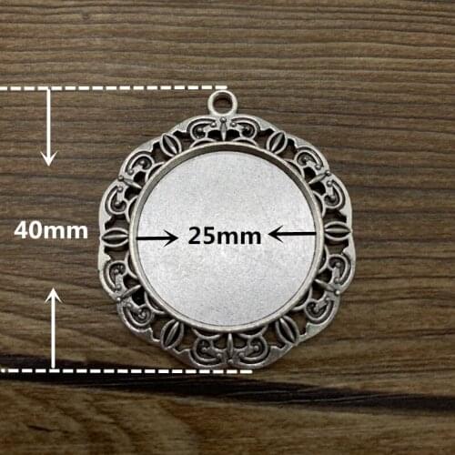 2pcs 25mm Glass Cabochon Alloy Material Cameo Base Setting Jewelry Findings Pendant Bracelet Jewelry Making #2324