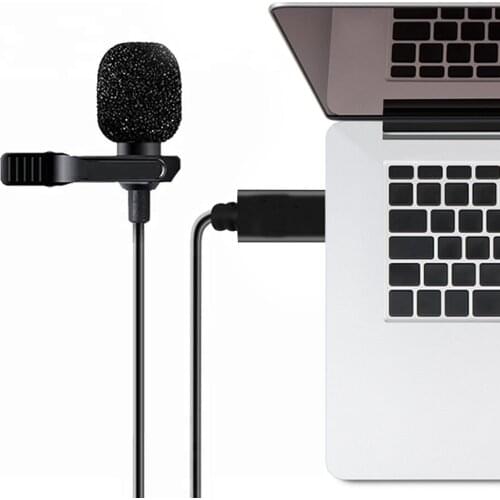 Clip On Lapel Microphone Usb Omni-directional Mini Lavalier Shirt Collar Mic Vocal Audio Lapel Microphone For PC Computer Laptop
