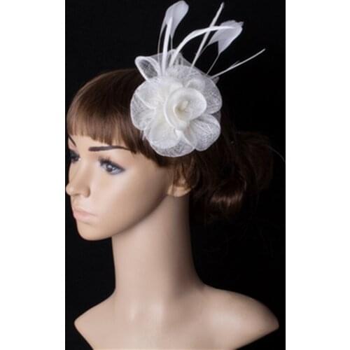 Fashion Sinamay White Wedding Fascinator Hairpins Headwear Wedding Birthday Headpiece Red Bridal Ladies Hair Accessories MYQ056