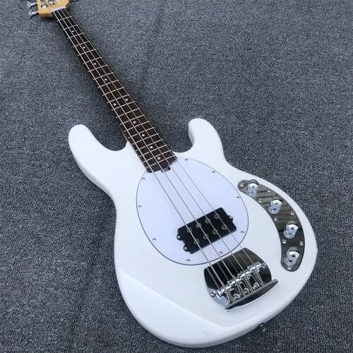 High-grade 4-string electric bass, white paint, maple neck, rosewood fingerboard, bass, musical instrument, postage
