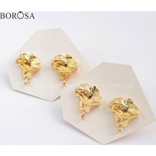 BOROSA Gold Color Korean Rose Flower Stud Earring for Women Fashion Metal Stud Earring Charms Jewelry Findings Wholesale PJ285