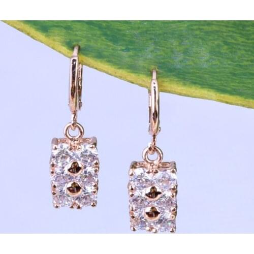 Love Monologue Swiss AAA Cubic Zirconia Swaying Earrings, Yellow Gold Color Drop Earrings B0002