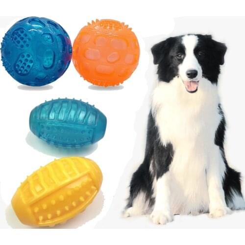 Bite Resistant TPR Dog Puppy Squeaky Play Balls Pet molar chew Toy Accessories Pet Chew Squeaky Toy Puppy Rubber Interactive