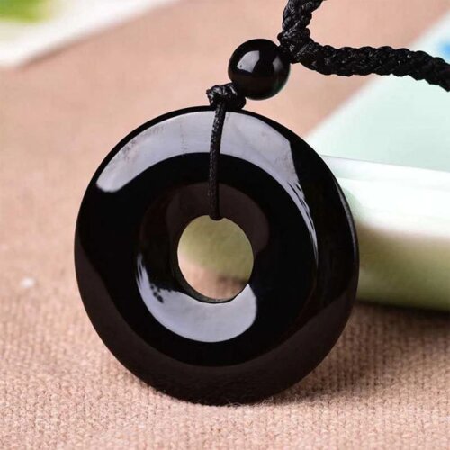 100% Natural Obsidian Safety buckle Pendant Jewelry Men and Womens Fine Jewelry Obsidian Transit Safety buckle Pendant