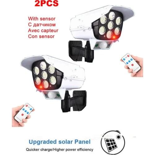 2pcs remote Solar motion sensor lamp light Dummy Fake Camera Power Imitation High Simulation Camera Outdoor Monitor Waterproof S