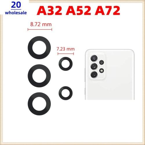 20 Sets For Samsung Galaxy A32 A52 A72 4G 5G Rear Camera Glass Lens Camera Glass Lens With Glue Sticker Adhesive Phone Parts