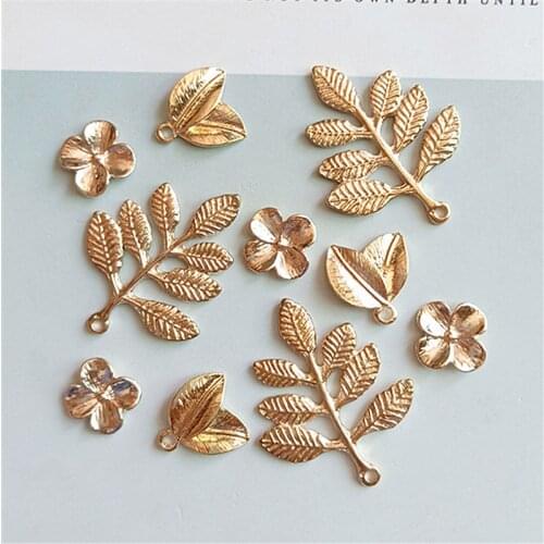 3 Style 10 Pcs Alloy Beads Golden Flower Leaves Shapes Pendant Charms For DIY Fashion Jewelry Earring Making Accessories