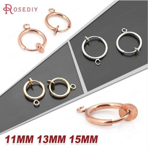 31789)20PCS Diameter 11MM 13MM 15MM Brass Round Spring Earrings Clips for No Earrings Hole Lady Jewelry Findings Accessories