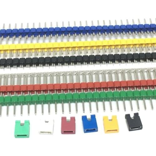 90pcs/lot 2.54 40 Pin 1x40 Single Row Male Breakable Pin Header Connector Strip & Jumper Blocks for Arduino Colorful 2.54mm