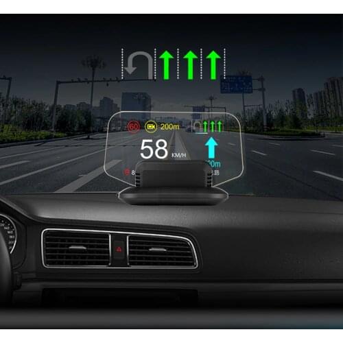 Car Navigation Head Up Display Windshield Projector MPH Speedometer Water Oil Temp RPM HUD OBD2+GPS Dual Mode Smart Auto System
