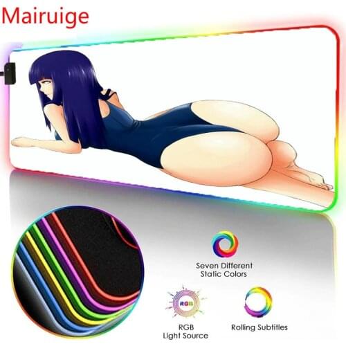 Mairuige Anime Mouse Pad Sexy Ass Girl RGB Big Mouse Pad LED Luminous Color Lighting Computer Notebook Office Game Desk