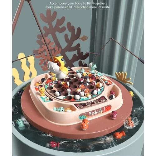 Kids Fishing Toy Electric Musical Rotating Magnetic Fishing Game Simulation Play House Boy Girl Toy Game for 2 Years Children