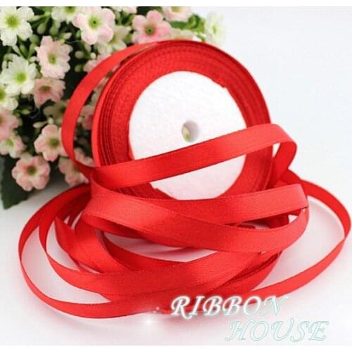 22m Long Red Silk Satin Ribbon 10mm Wide Party Home Wedding Decoration Gift Wrapping Christmas New Year DIY Material Supplies