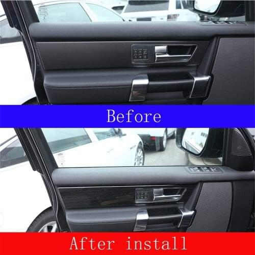 For Land Rover Discovery 4 2010-2016, Interior Door Handle Panel Trim Black Wood ABS Plastic