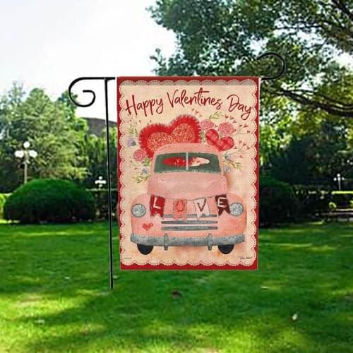 Home Garden Hearts 12.5x18 Inch Decorative Love Valentine Day Welcome Garden Flag wedding party hanging decorations 2020