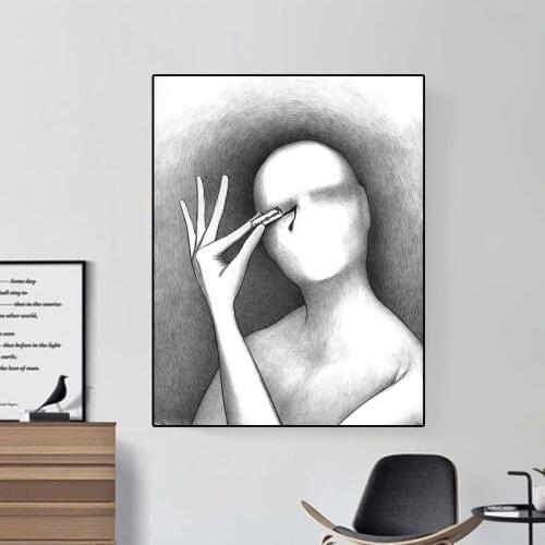 Drak Artwork Canvas Painting Black White Abstract Woman Posters and Prints Wall Pictures Modern Living Room Home Decoration