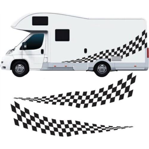 Motorhome graphics chequered graphics stickers decals van horsebox caravan fc-005