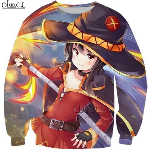 HX Anime Girl Megumin Konosuba 3D Print Men Women Sweatshirt Casual Hip Hop Long Sleeve Outerwear Harajuku Tops Drop Shipping