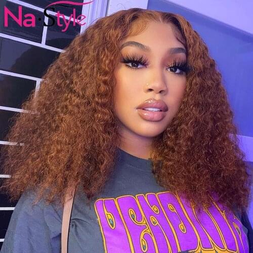 Ginger Lace Front Wig Curly Human Hair Short Bob Wig 250 High Density Lace Wigs Colored Human Hair Brazilian Hair Preplucked
