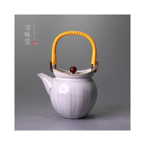 Ceramic Teapots Exquisite Retro Ceramic Beam Pot Large Teapot Stone Pottery Kung Fu Da Hong Pao Green Tea Set Free Shipping