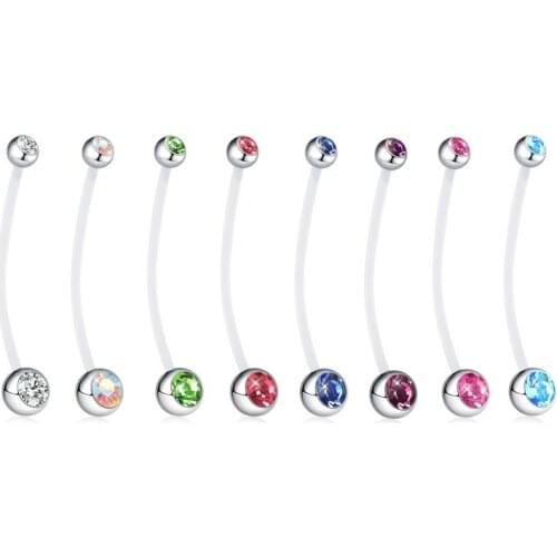 1PCS 14G Charm Pregnancy Belly Button Rings Body Piercing Jewelry Crystal Navel Piercings for Women Fashion Jewelry Accessories