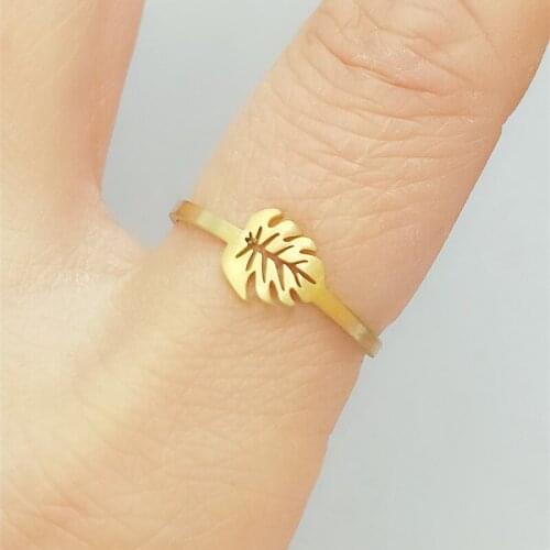 Stainless Steel Unique Palm Ring Summer Beach Jewelry Coconut Leaf Rings Simple Adjustable Knuckle Bague Femme Paty Gfit