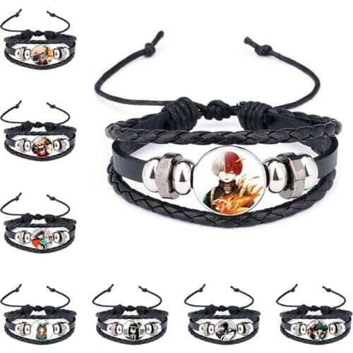 Boku No Hero Academia Leather Bracelet My Hero College Charms Bracelet Kids Boy Punk Leather Bracelets Jewelry