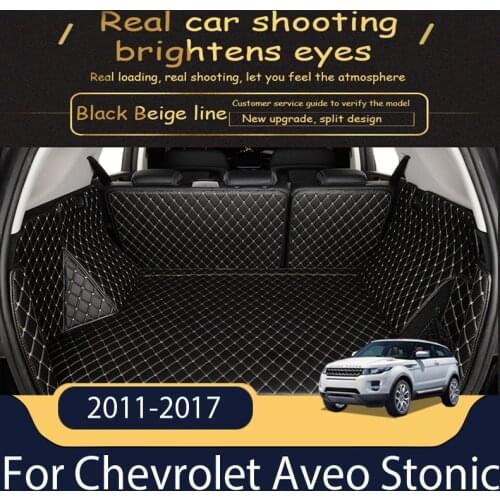 Leather Car Trunk Mat For Chevrolet Aveo Stonic 2011-2017 Cargo Liner Accessories Interior Boot
