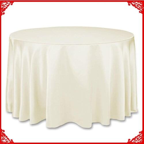Hot Sale 120"Round Ivory Satin Tablecloth For Wedding/Party/Banquet/Hotel Decoration