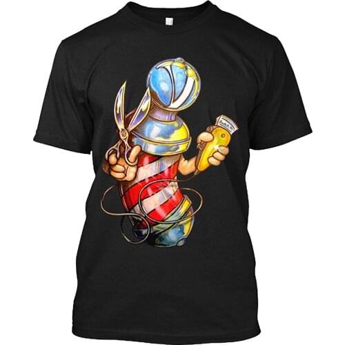 2018 Hot Sale New MenS T Shirt Barber Uniform - Giant Barber Pole Tee Tshirt 100% ComfortSoft Cotton Tee O-Neck T Shirt