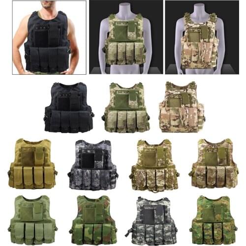 Men Military Tactical Vest Paintball Camouflage Molle Hunting Vest Shooting Hunting Adjustable Suspension Straps w/ Molle Pouch