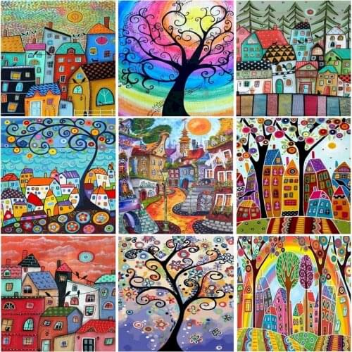 SDOYUNO DIY Coloring By Numbers Landscape Drawing On Canvas Handmade Gift 40x50cm Painting By Numbers Tree Decor For Home