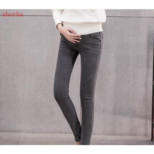 2018 new spring 100% Cotton Maternity Jeans Spring Autumn Pregnancy Belly Elastic Thin Trousers Denim Pants for Pregnant Women