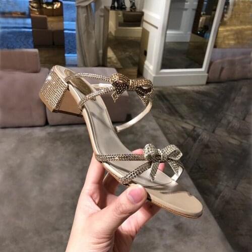 2021 New Water-Rhinestone Sandal Thick Heel Personality Niche Foot Super Good-Looking Spring And Summer Casual Fashion Womens S