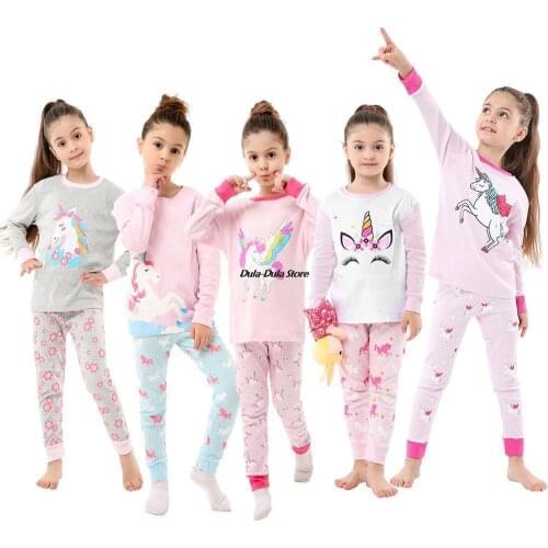 Toddler Girls Pajama Set Cartoon Cute Unicorn Baby Pyjamas Suit Homewear Children Pijamas Spring Autumn Full Sleeve Sleepwear
