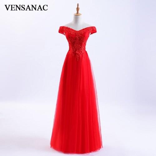 VENSANAC 2018 Sequined V Neck Beading Short Sleeve Long Evening Dresses Party A Line Lace Appliques Prom Gowns