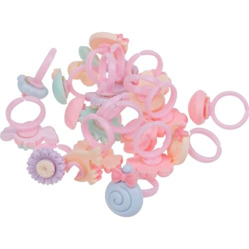 20Pcs Mixed Flower Assorted Adjustable Resin Kids Girls Party Christmas Gift Jewelry With Display Box Ring