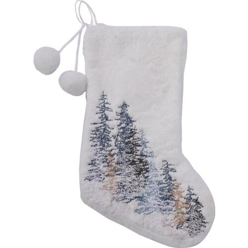 Adornos Navidad 2022 Natal White Christmas Stockings Gift Kids Candy Bag Snow PocketChristmas Tree Ornaments
