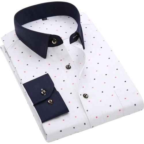 AOLIWEN brand men white casual print long sleeve shirt spring summer leisure vacation button trend silky breathable slim shirts