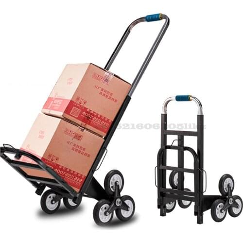 Hand cart push car heavy king moving cargo trailer pull goods on the stairs shopping