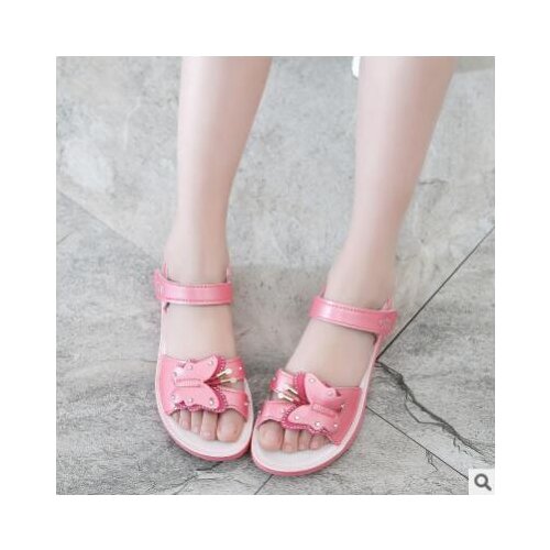 Girls sandals genuine leather white pink red open toe flowers summer girls shoes kids shoes wide chaussure Girls sandals