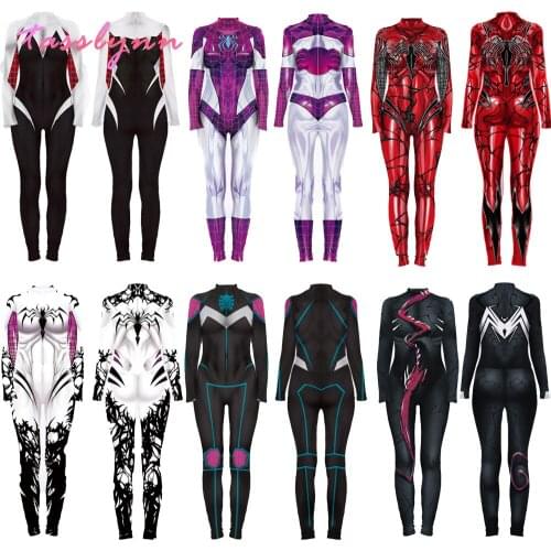 Sexy Gwen Stacy Cosplay The Amazing Spider Costume Party Halloween Costumes for Women Superhero Spider Girls Tights Suit