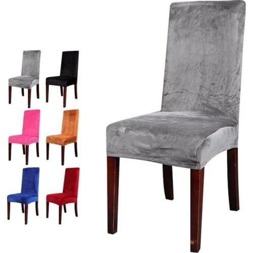 Modern Removable Stretch Solid Color Chair Covers Spandex Elastic Soft Velvet Fabric Dining Room Seat 15 Covers Chair Colors 1pc