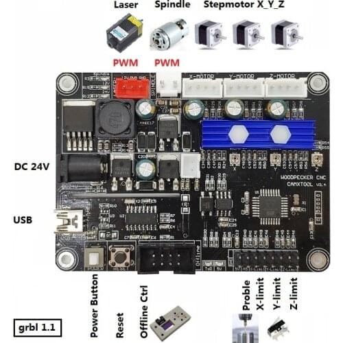3 Axis GRBL 1.1f CNC Laser Control System Router/Laser Engraver Control Board Offline controller USB Port Controller Card