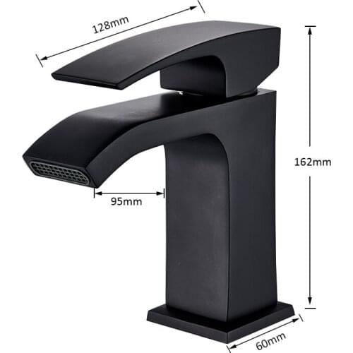Vidric Black White Basin Faucets Waterfall Bathroom Sink Mixer Tap Single Hole Single Handle Mixer Tap Black Water Basin Mixer