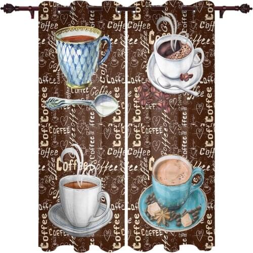 Modern Curtains Retro Style Coffee Sugar Baby Room Bedroom Creative Window Curtains Kitchen Living Room Terrace Valance Curtains